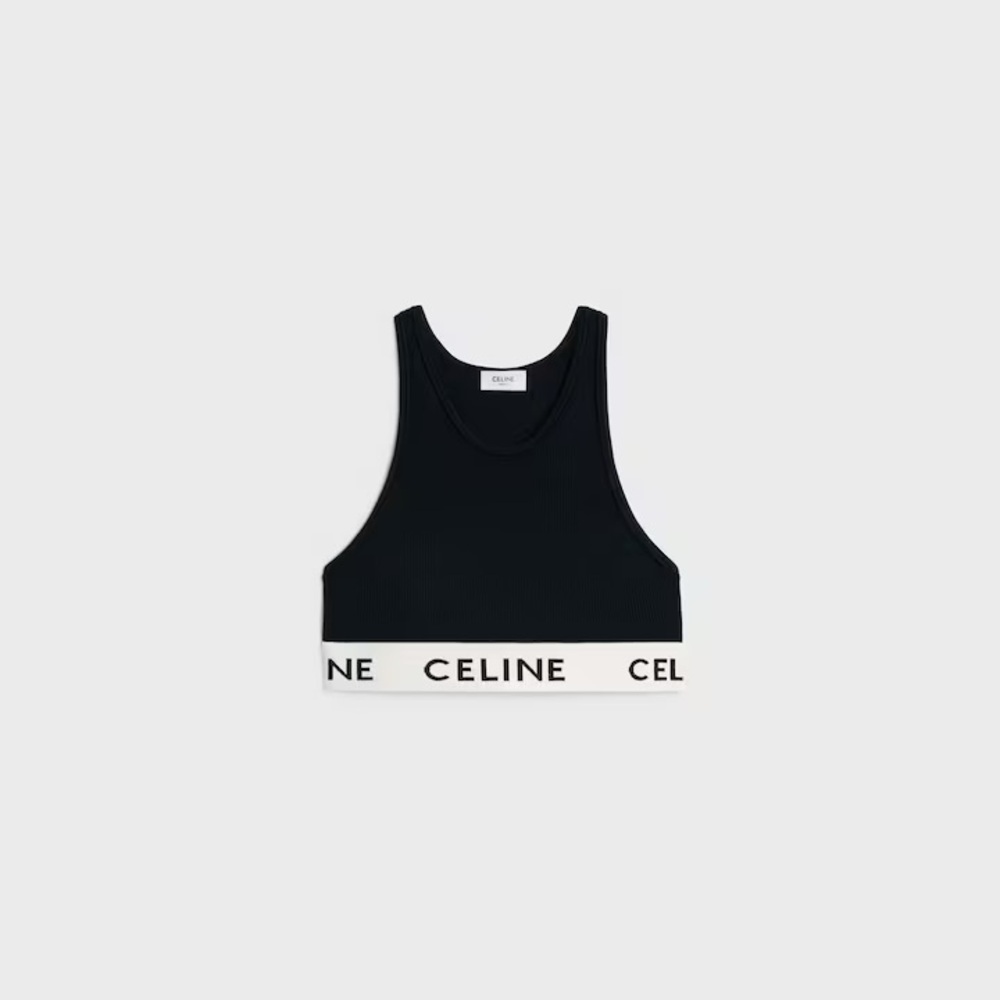 Celine Black and White Ribbed Tank Top